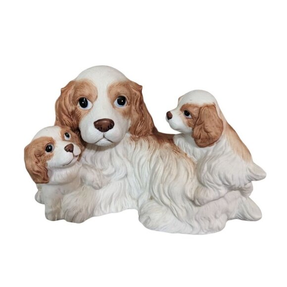 Homco Home Interiors 1434 Cocker Spaniel Dog W/ Puppies Figurine Vintage - Picture 2 of 10